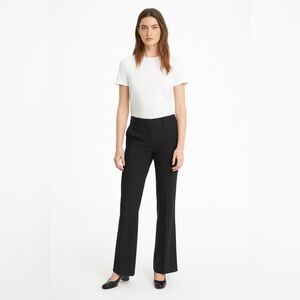 THEORY  Black Cotton Wide-Leg Trouser Pants